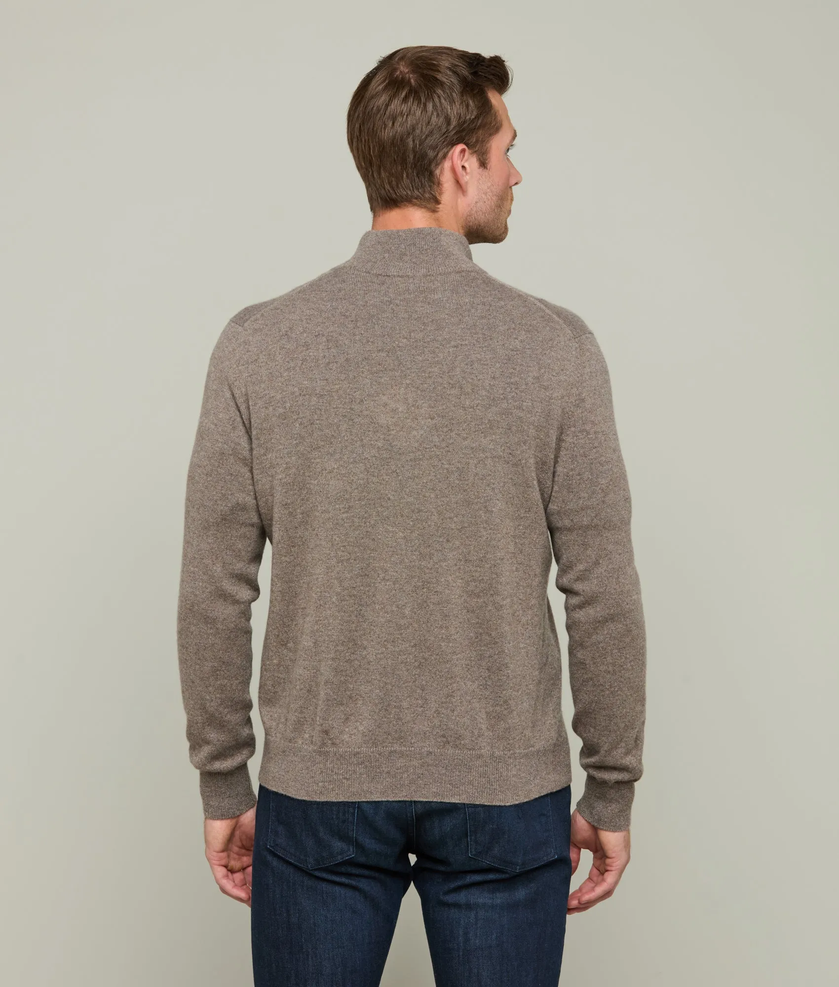 Men's Cashmere Quarter Zip :: Heather Brown