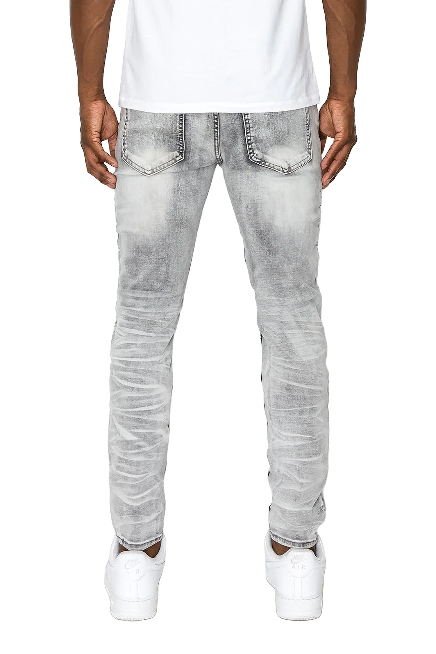 Men's Creased Biker Denim Jeans (New Coloway)