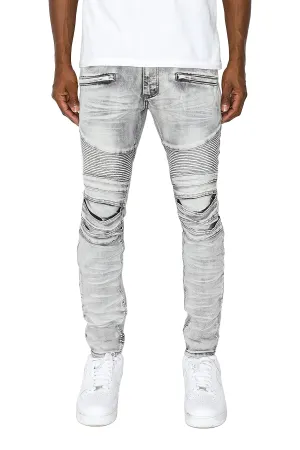 Men's Creased Biker Denim Jeans (New Coloway)