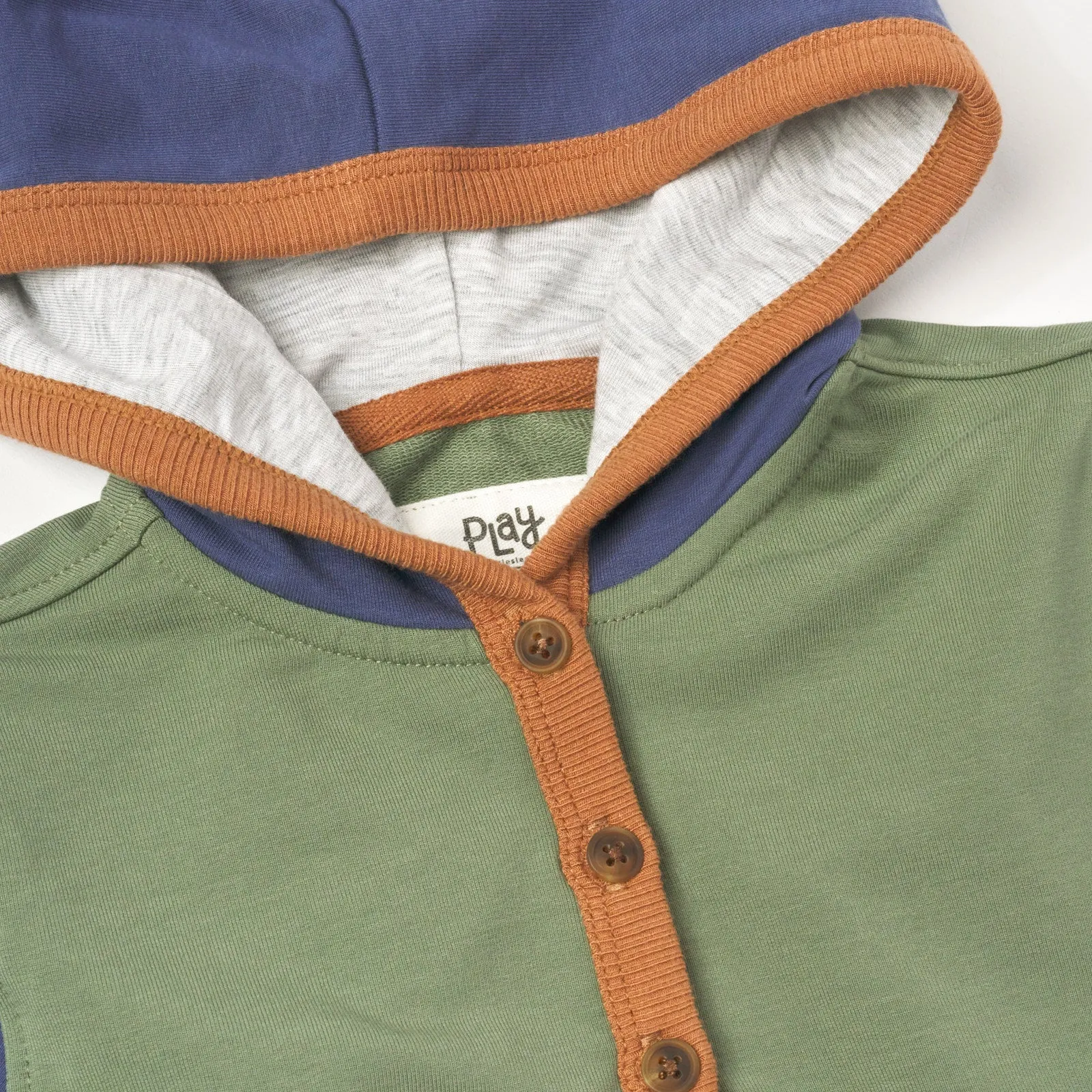 Moss Colorblock Henley Hoodie