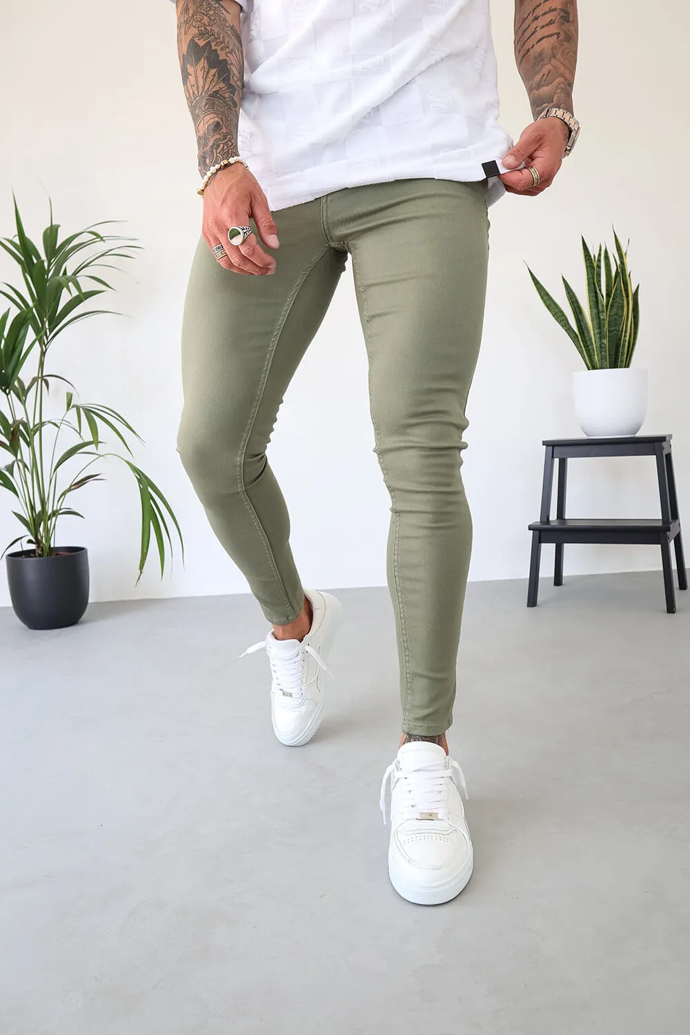 Non Rip Jeans - Khaki