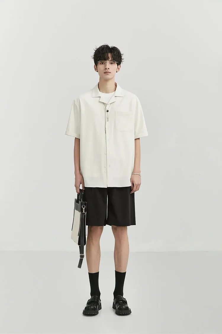 Oversized Camp-Collar Short Sleeve Button-Up Shirt