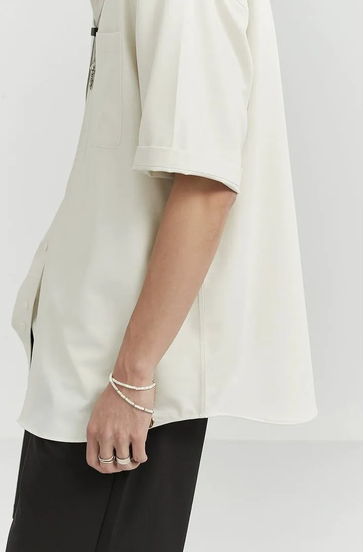 Oversized Camp-Collar Short Sleeve Button-Up Shirt