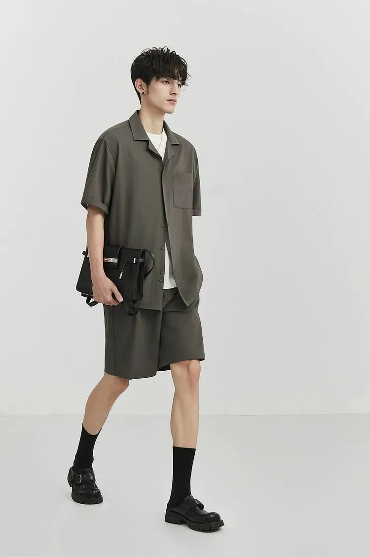 Oversized Camp-Collar Short Sleeve Button-Up Shirt