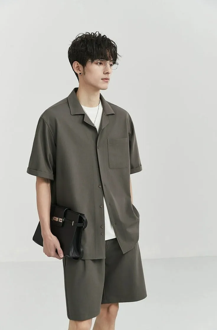 Oversized Camp-Collar Short Sleeve Button-Up Shirt