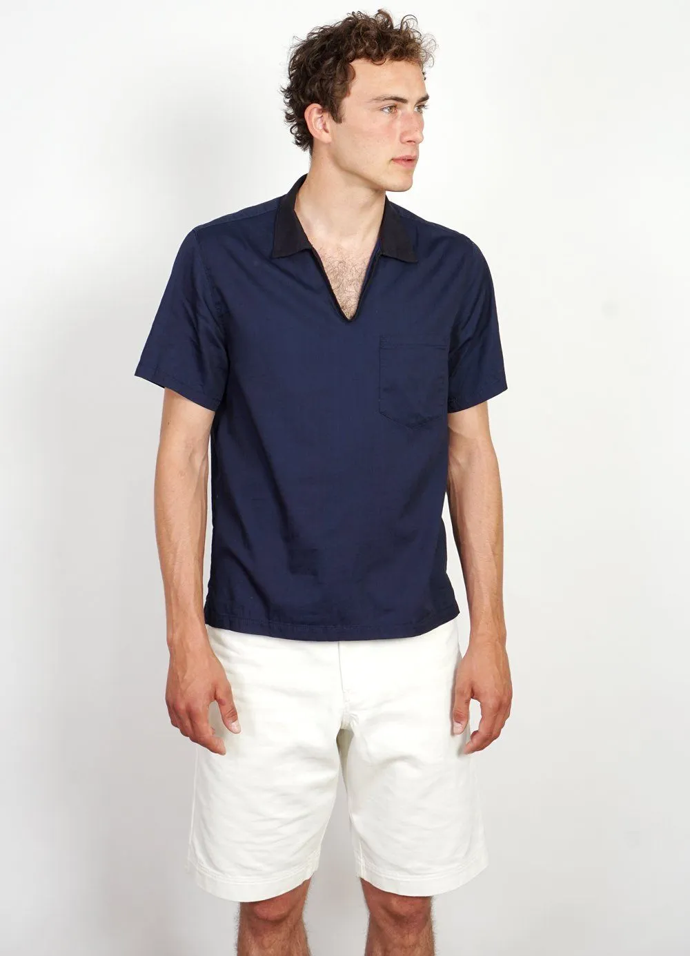 PHILIP | Short Sleeve Pull-On Shirt | Indigo