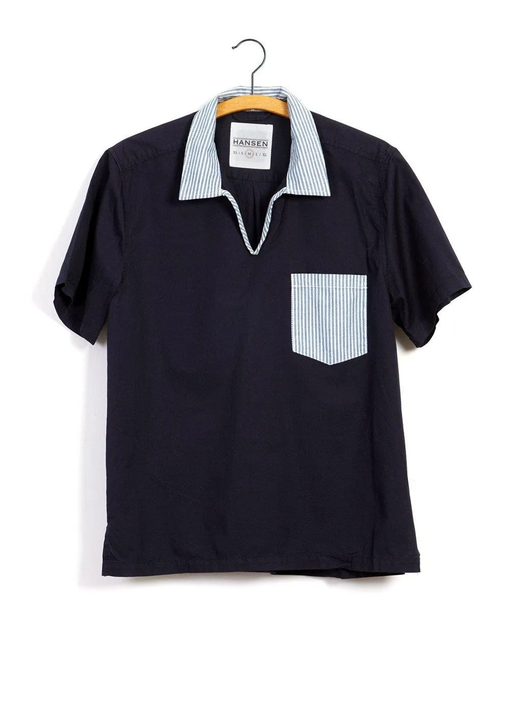 PHILIP | Short Sleeve Pull-On Shirt | Navy/Stripe