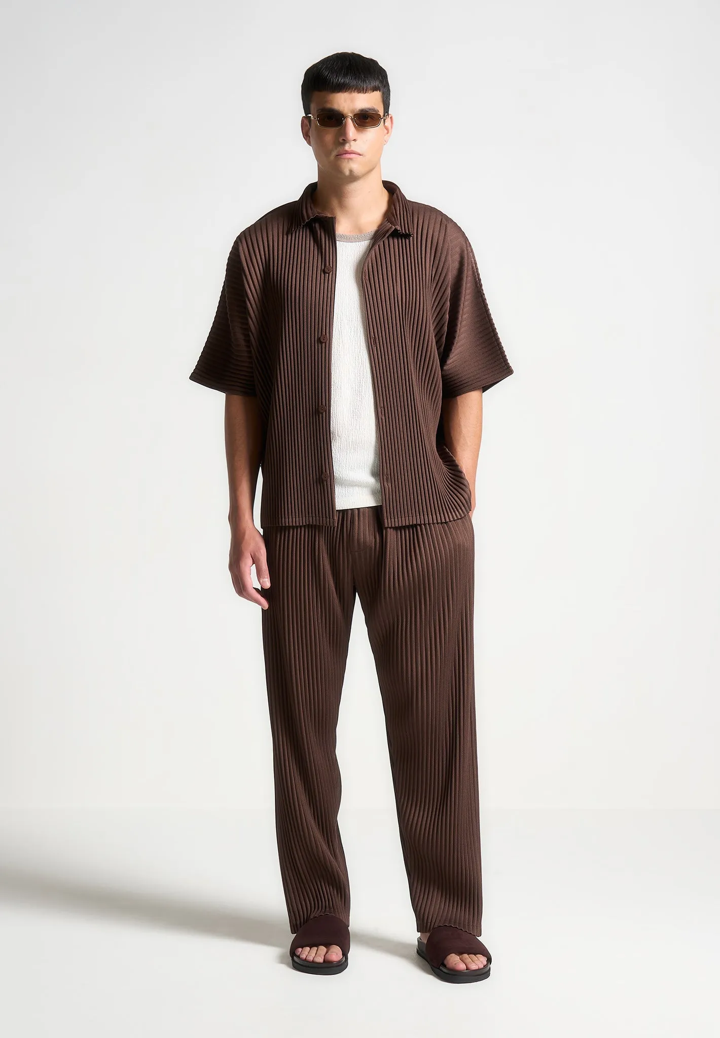 Pleated Shirt - Brown