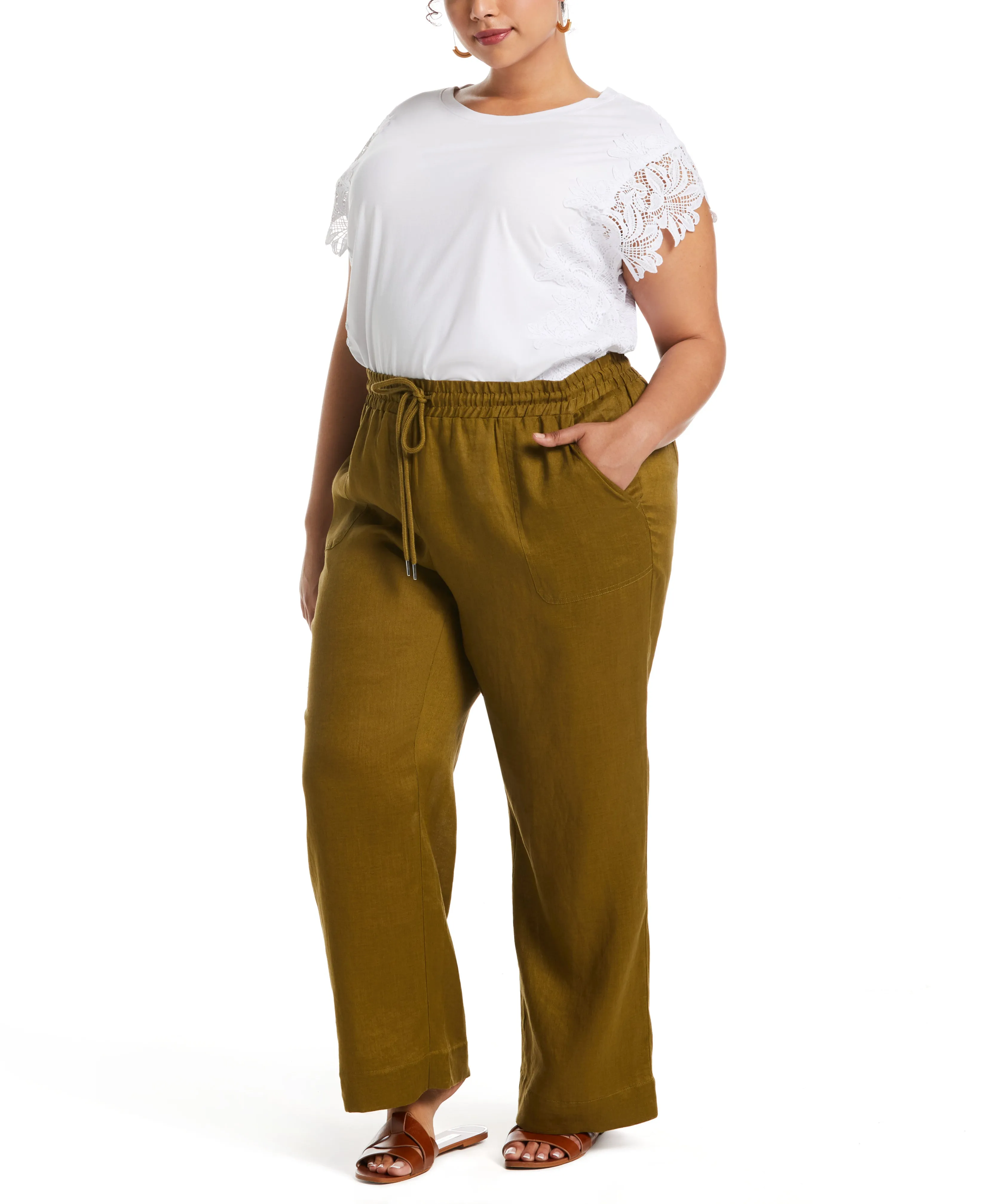 Plus Size Modern Fit Wide Leg Linen Pant