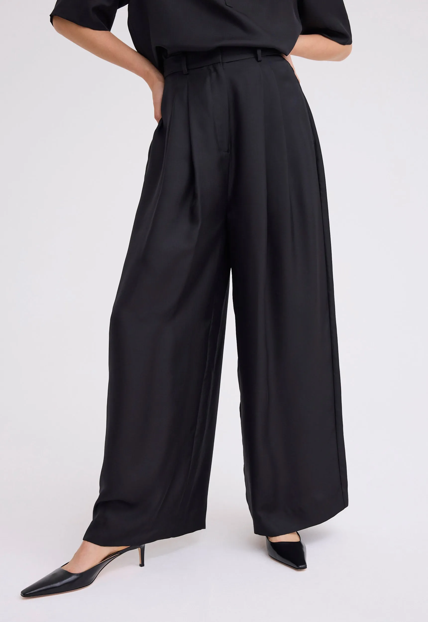 Poirot Silk Twill Pant - Black