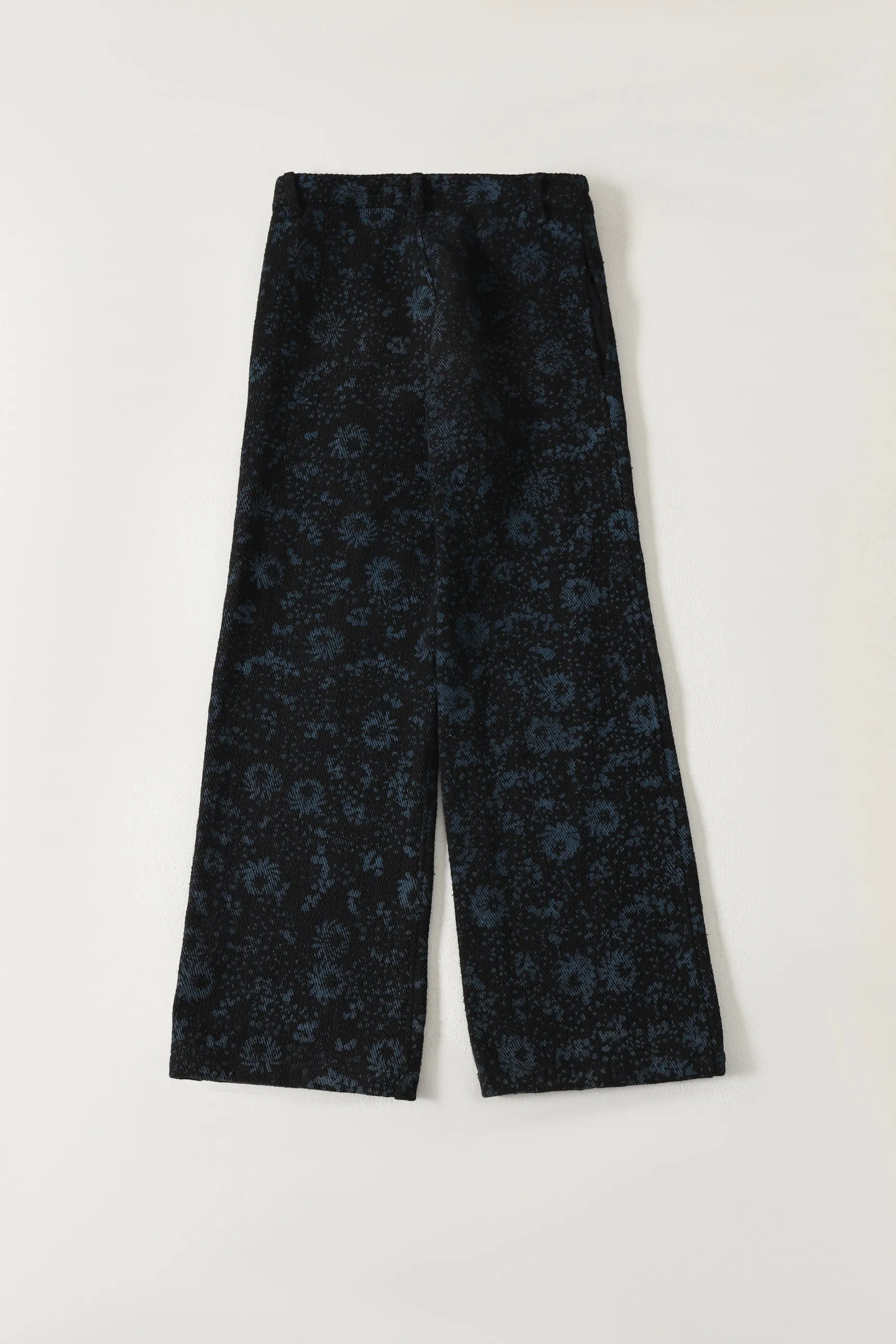 "FOREST" BLOCK PRINT DENIM TROUSERS