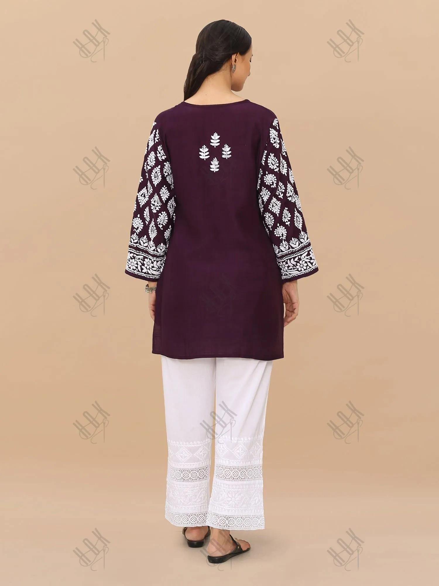 Saba Chikankari Short kurta in Modal Silk  - Purple