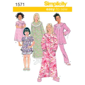 Simplicity Sewing Pattern 1571 Child’s and Girl’s Loungewear Separates