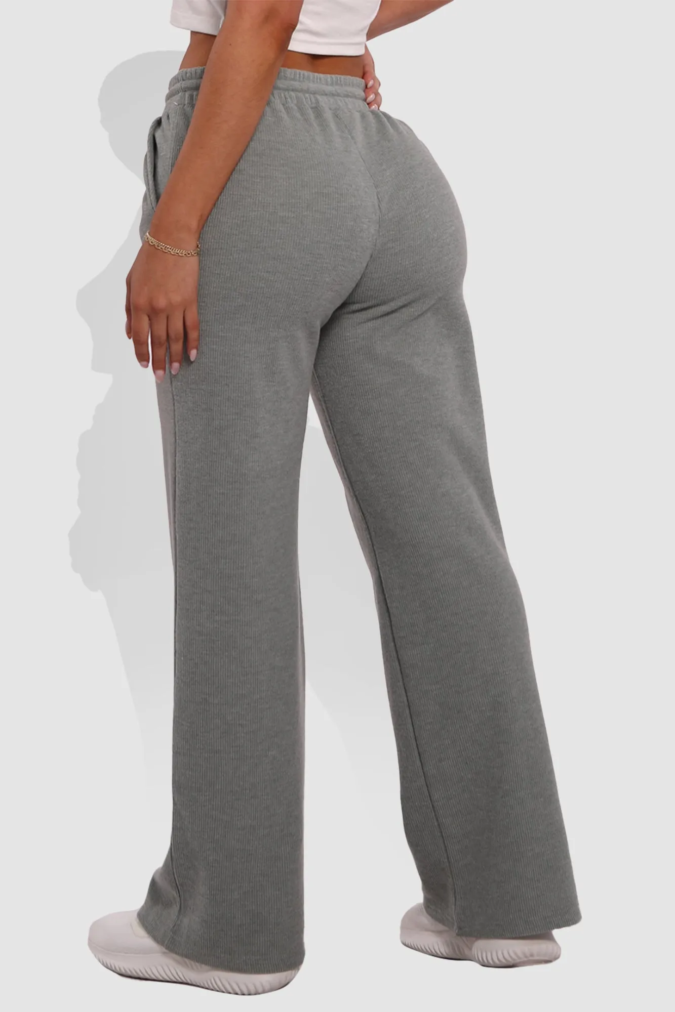 Waffle Fleece Lined Straight Leg Sweatpants - Light Heather Gray