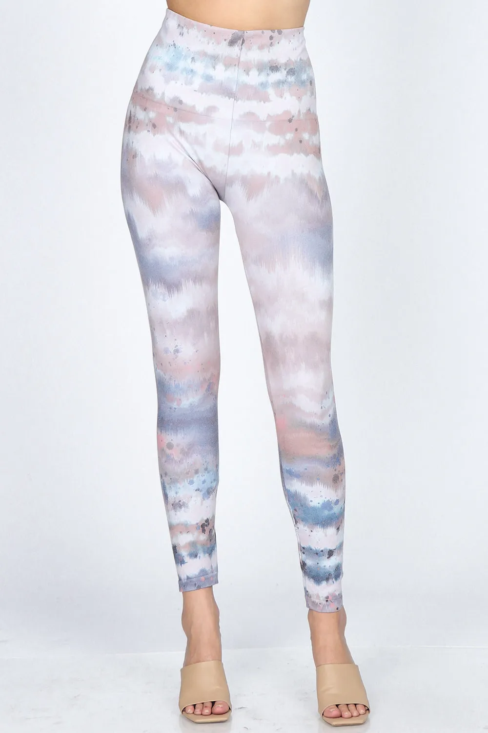 Watercolor Ikat Inspired Tie Dye Print Leggings