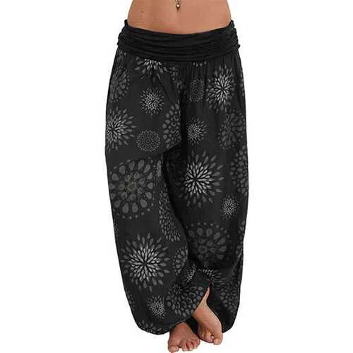 Wide Leg Print Casual Pants