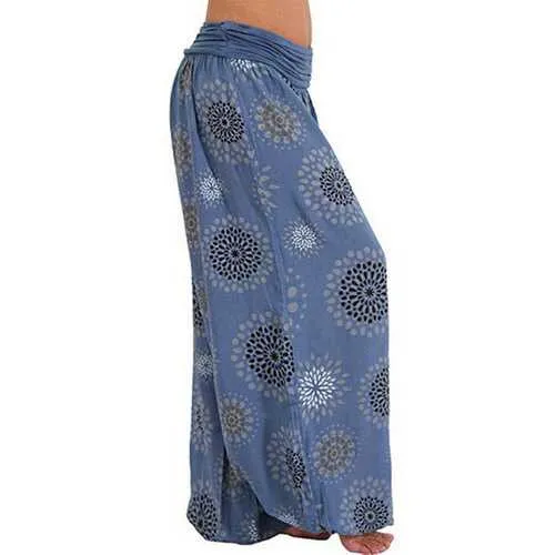 Wide Leg Print Casual Pants