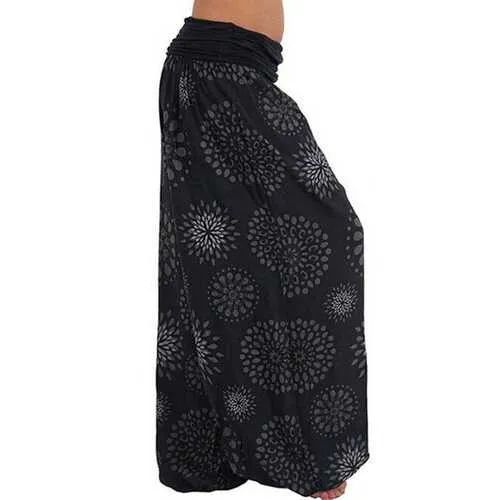 Wide Leg Print Casual Pants