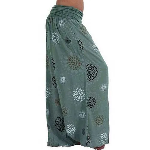 Wide Leg Print Casual Pants