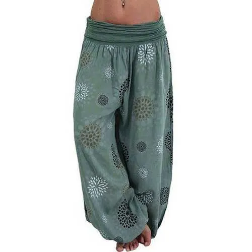 Wide Leg Print Casual Pants