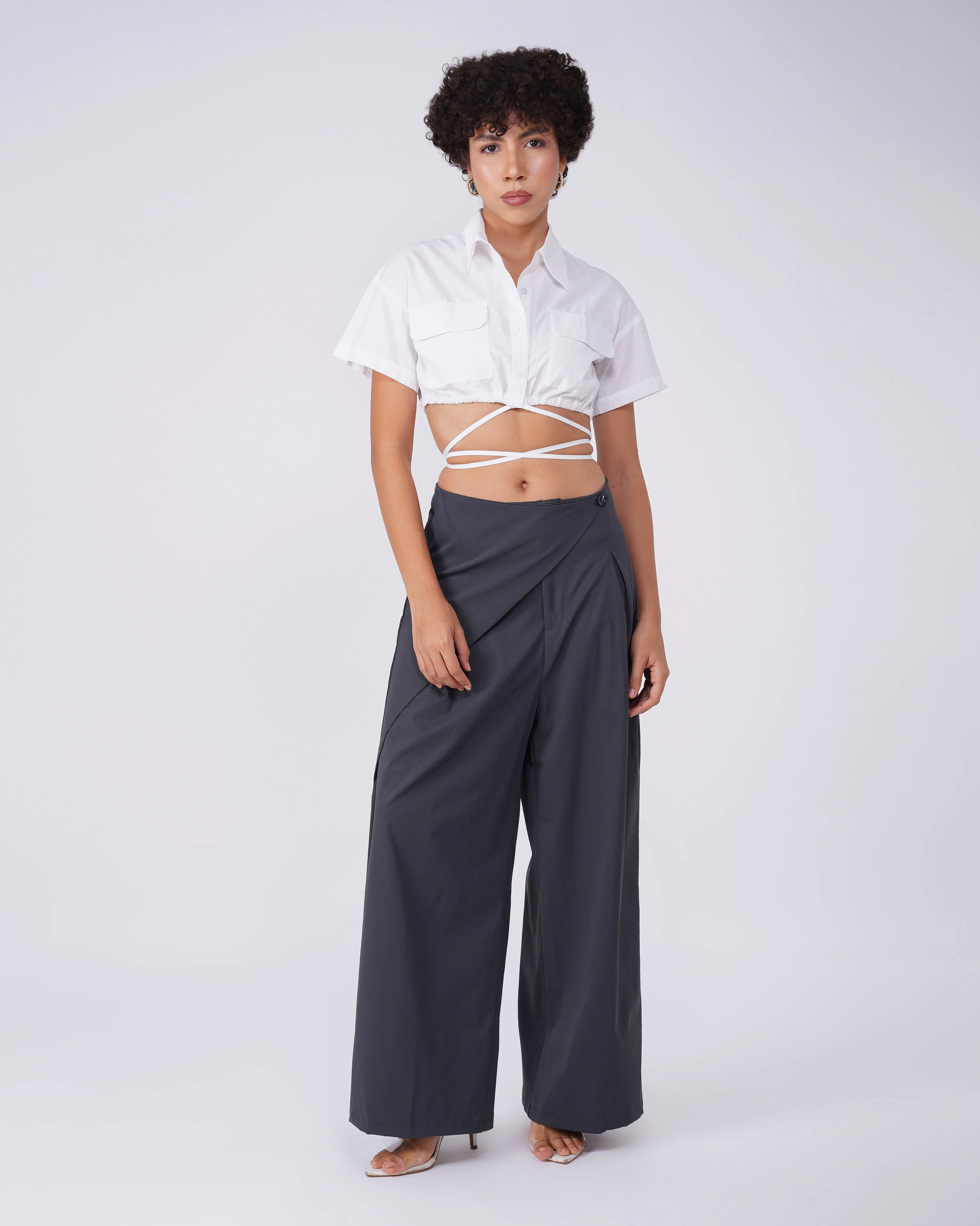 WIDE LEG TROUSERS WITH WRAP AROUND