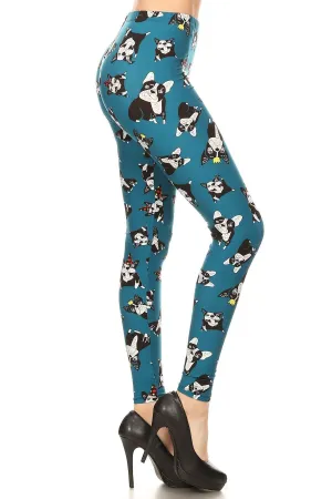 Women's Plus Allover Cartoon Dog Pattern Printed Leggings