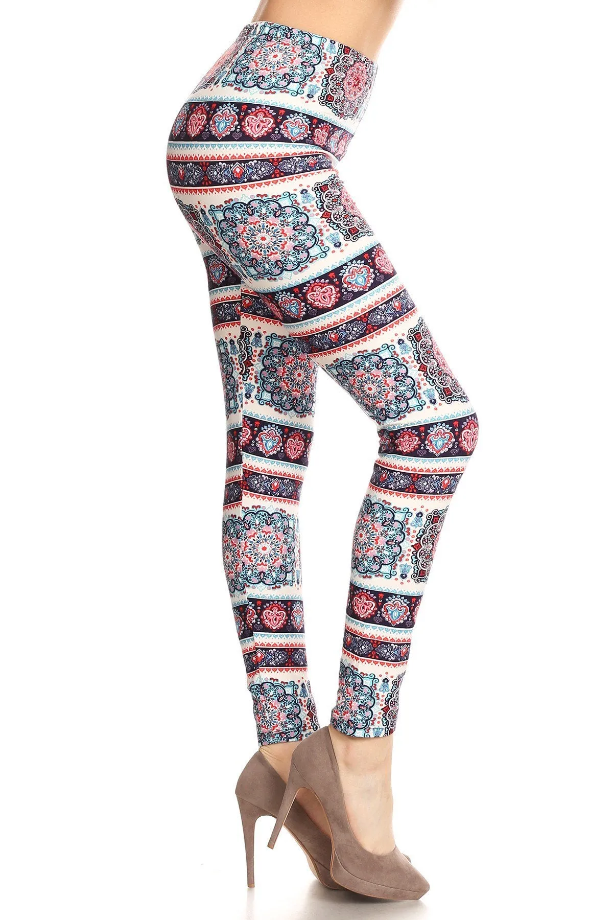 Women's Plus Border Tapestry Floral Printed Leggings