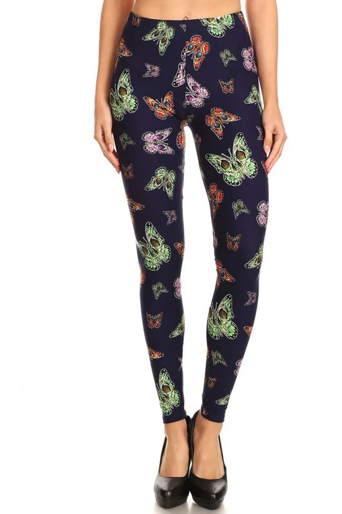 Women's Regular Colorful Butterfly Insect Pattern Printed Leggings